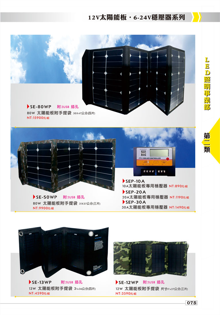 12V太陽能板．6-24V穩壓器系列